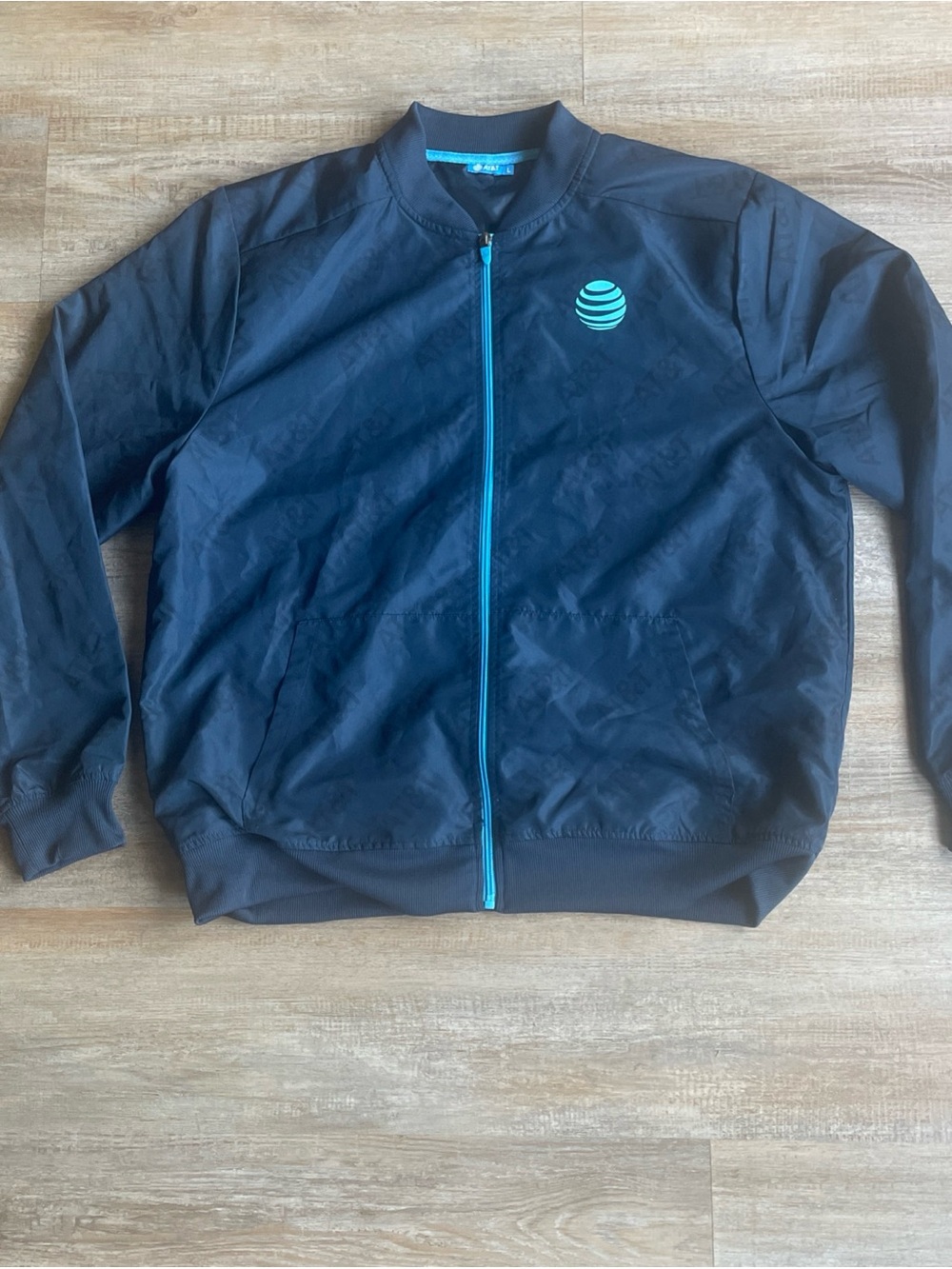 Men’s AT&T Logo Blue Employee Full Zip Bomber Jacket - Size Large